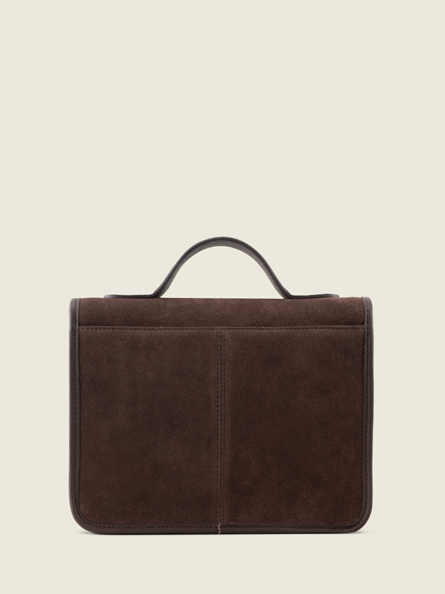 Umhängetasche aus braunem Leder Mademoiselle George N°2 Schokolade Rückansicht W105 SU DB