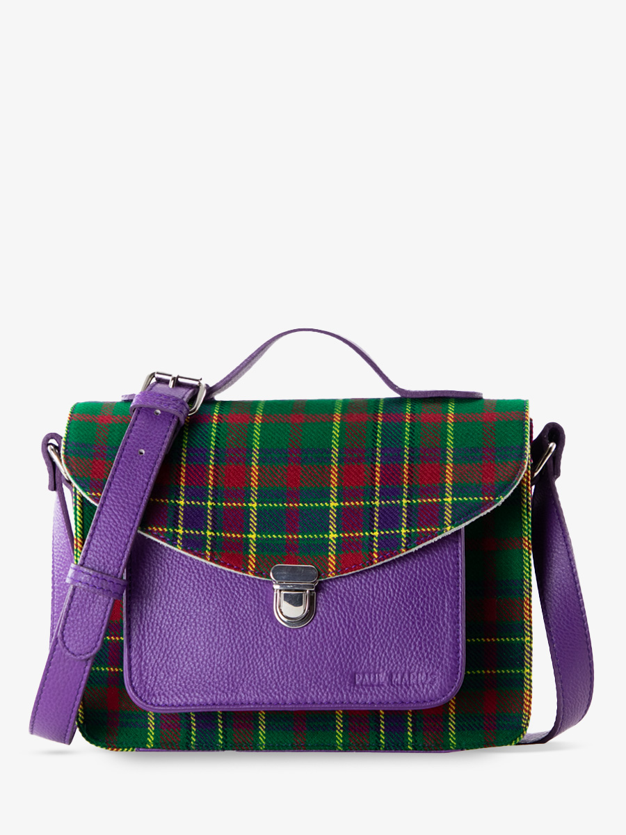 Fotoansicht-Seite-Handtasche-Leder-Stoff-Tartan-Mademoiselle-George-Versus-Paul-Marius-W05-SCO-GR-P