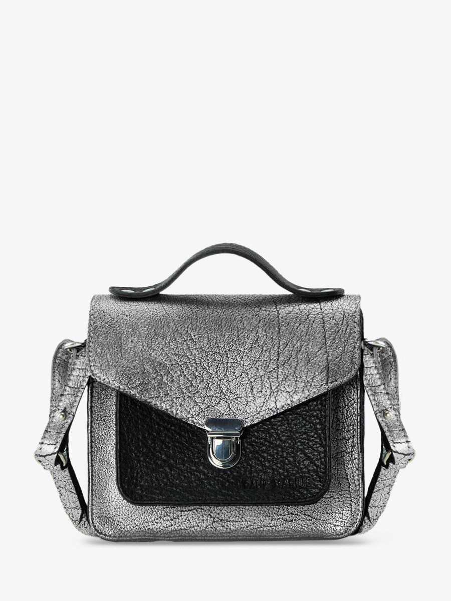 Fotoansicht-Vorderseite-Handtasche-Leder-silber-schwarz-Mademoiselle-George-XS-silber-schwarz-Paul-Marius-W05XS-S-B