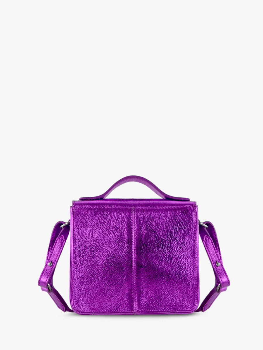 Fotoansicht Innenraum Handtasche aus violettem Metallic-Leder Mademoiselle George XS Bonbon Paul Marius W05XS M P