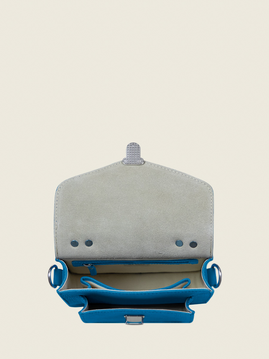 Fotoansicht Innenansicht Handtasche aus blauem Leder Mademoiselle George XS Neon Paul Marius W05XS NE BLU