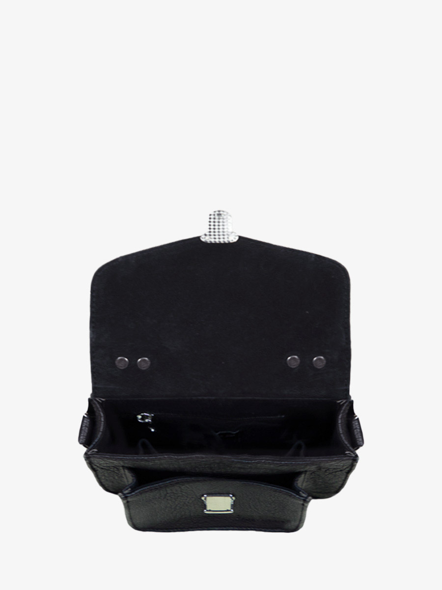 Fotoansicht Innenansicht Handtasche aus schwarzem Leder Mademoiselle George XS Schwarz Paul Marius W05XS B