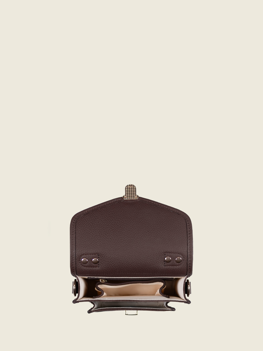 Mini-Umhängetasche aus braunem Leder Mademoiselle George XS N2 Schokoladenbraun Innenansicht W105XS SU DB