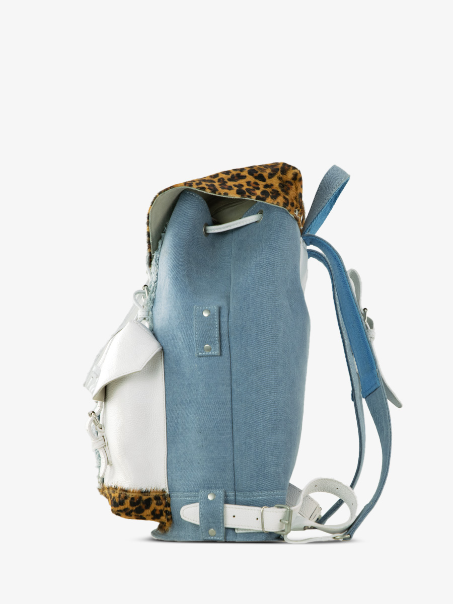 Foto-Rückansicht-Rucksack-Leder-Leopard-weiß-Monlegionnaire-Chimère-Denim-weiß-Paul-Marius-BBP-CH-W-DENIM