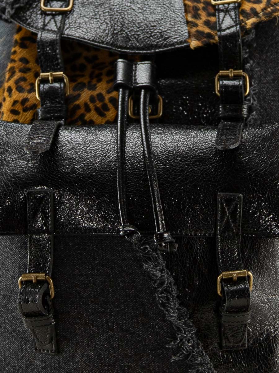 Foto-Zoom-Ansicht-Material-Rucksack-aus-Leder-für-Damen-Leopard-schwarz-Monlegionnaire-Chimère-Denim-schwarz-Paul-Marius-BBP-CH-B-DENIM