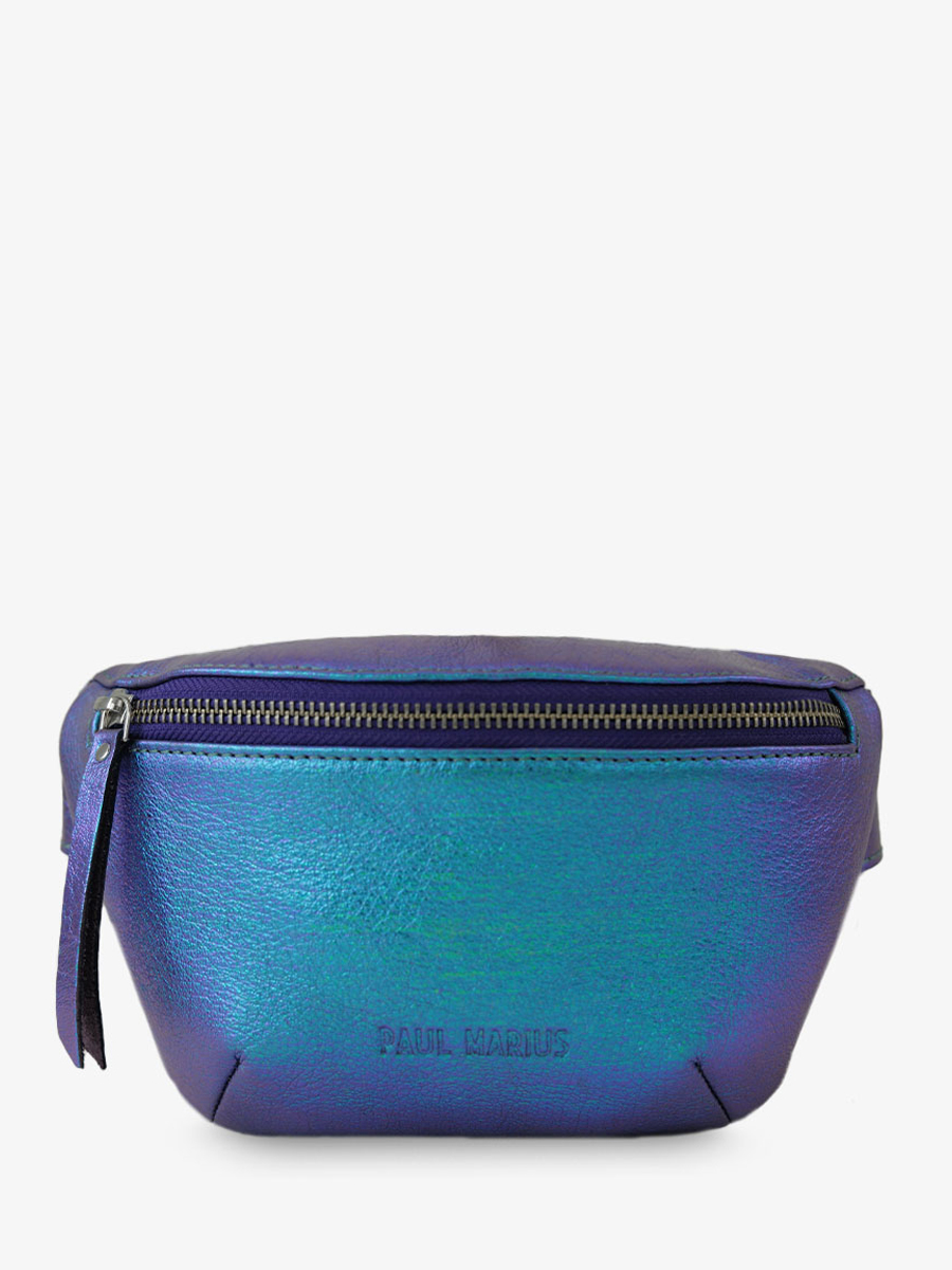 Foto-Vorderansicht-Gürteltasche-Leder-blau-irisierend-Damen-LaBanane XS-Scarabée-Paul-Marius-M503XS-P-BLU