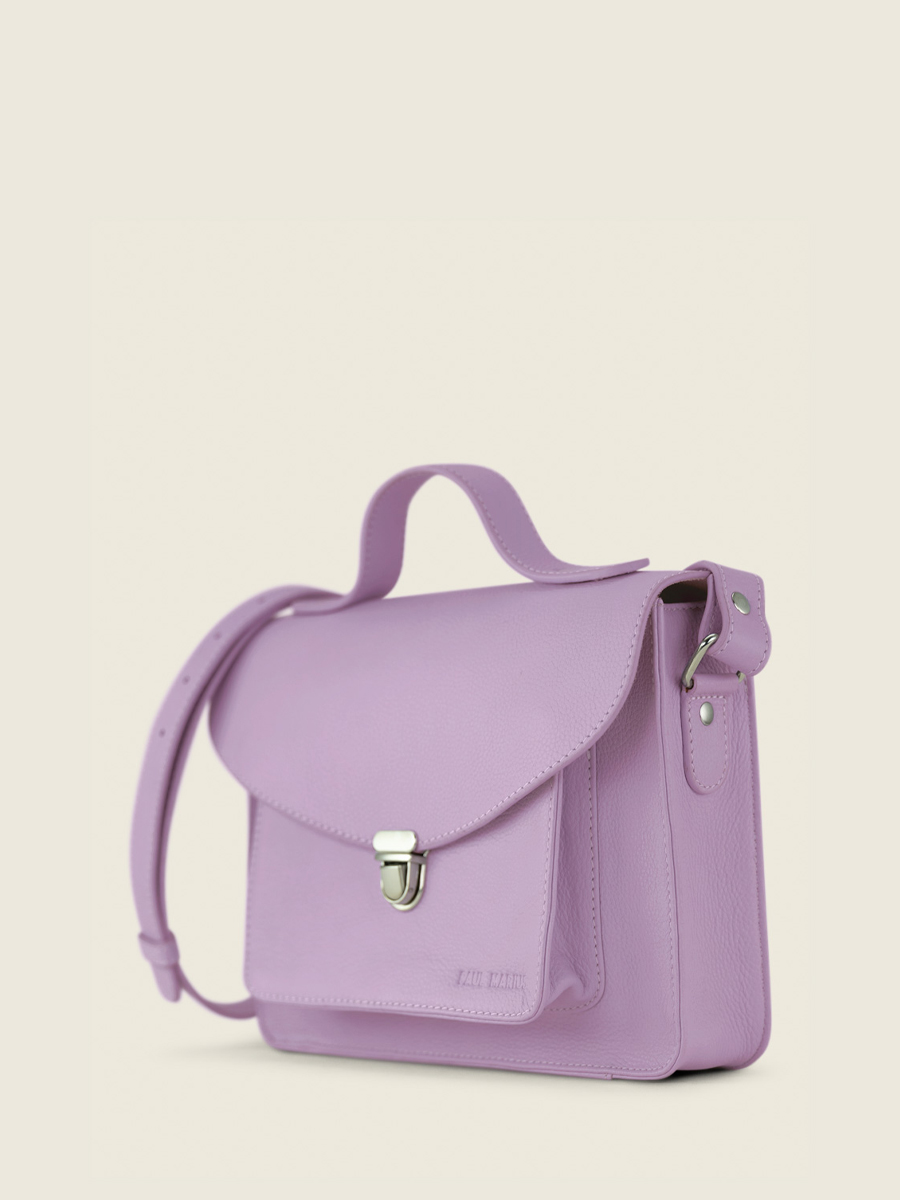 Foto-Seitenansicht-Handtasche-Leder-violett-Damen-Mademoiselle-George-Pastel-Lilas-Paul-Marius-W05-PT-P