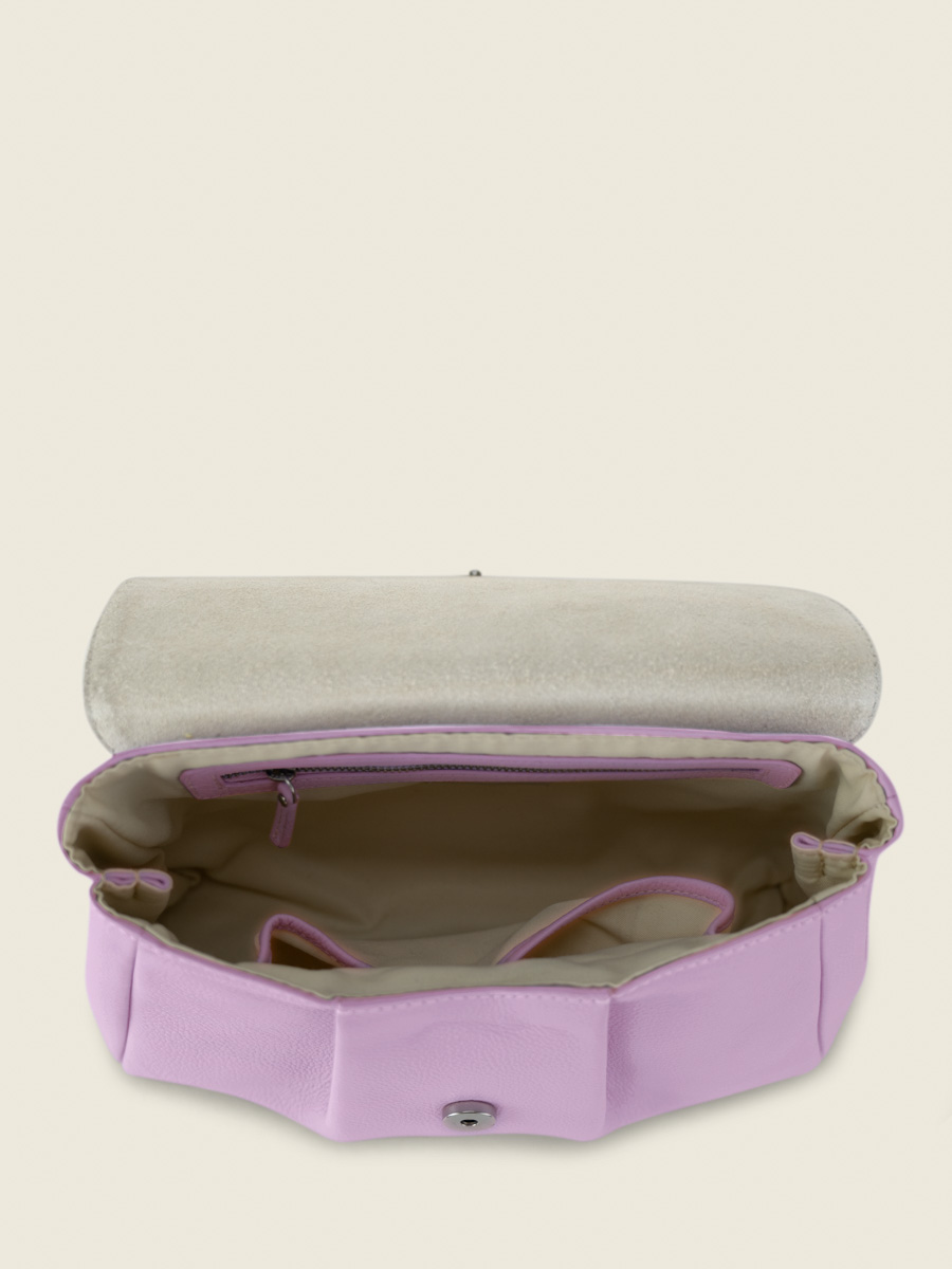 Foto-Innenansicht-Umhängetasche-Leder-violett-Suzon-M-Pastell-lila-Paul-Marius-W25M-PT-P