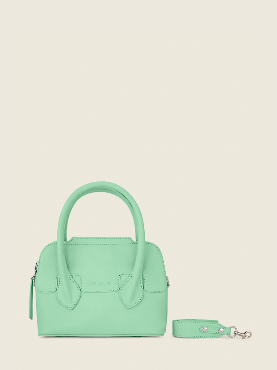 foto-frontansicht-mini-handtasche-leder-grün-gisele-xs-pastel-minze-paul-marius-w32xs-pt-gr