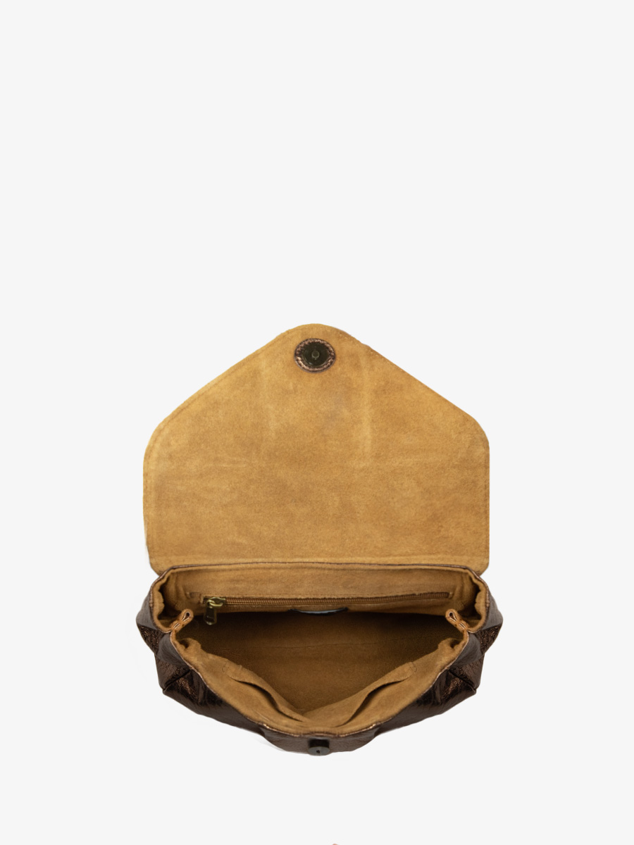 Foto-Innenansicht-Umhängetasche-Leder-Paul Marius-Kupfer-Suzon M-Kupfer-Paul Marius-W25M-C