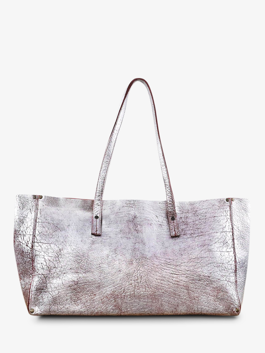 Foto-Vorderansicht-Ledertasche-für-Damen-silber-Leffronte-M-ziegelrot-silber-Paul Marius-W12 RS