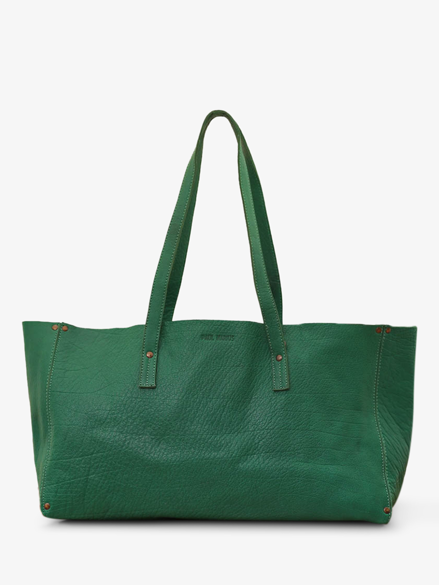 Foto-Vorderansicht-Ledertasche-für-Damen-grün-Leffronte-M-vert-jungle-paul-marius-w12-gr