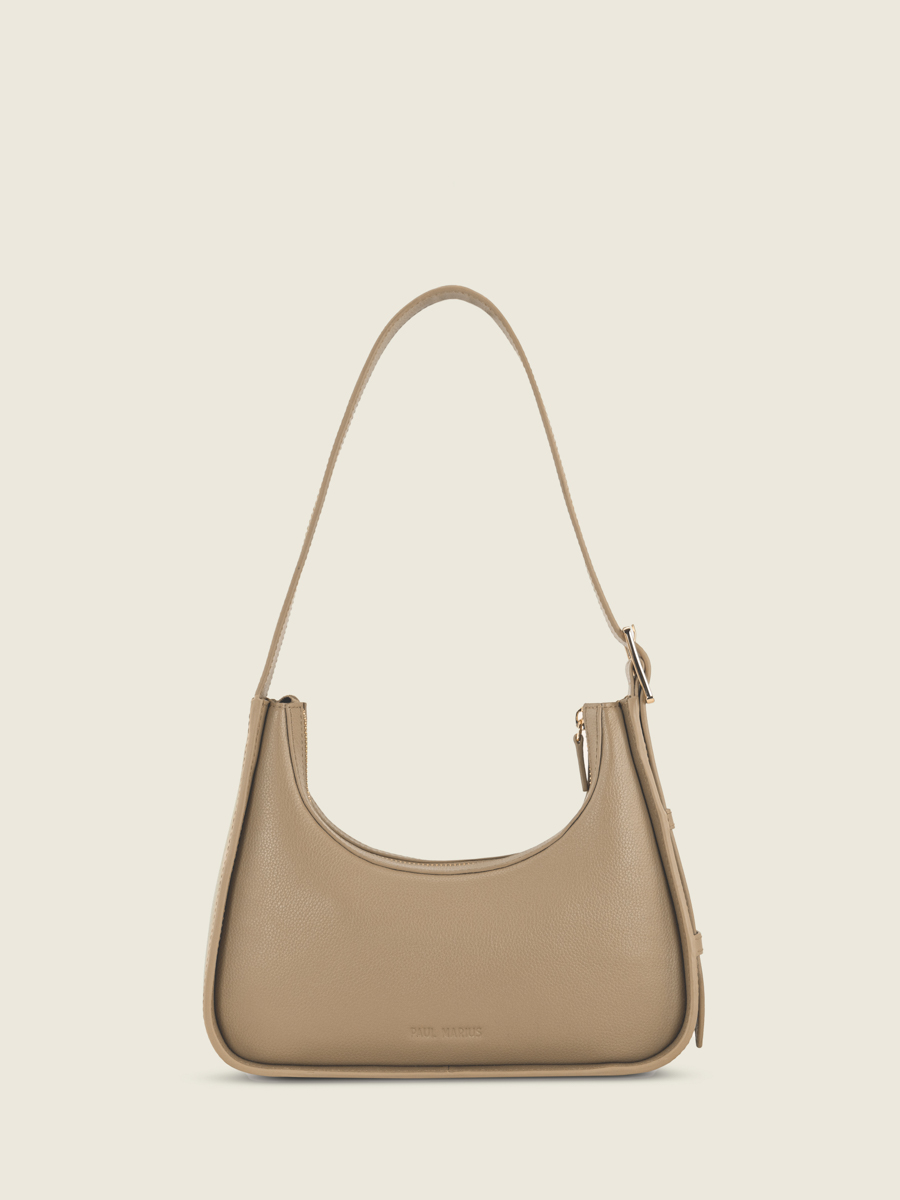 Mini-Baguette-Tasche aus braunem Leder Victoire XS Taupe Ansicht von vorne W54XS-BEI
