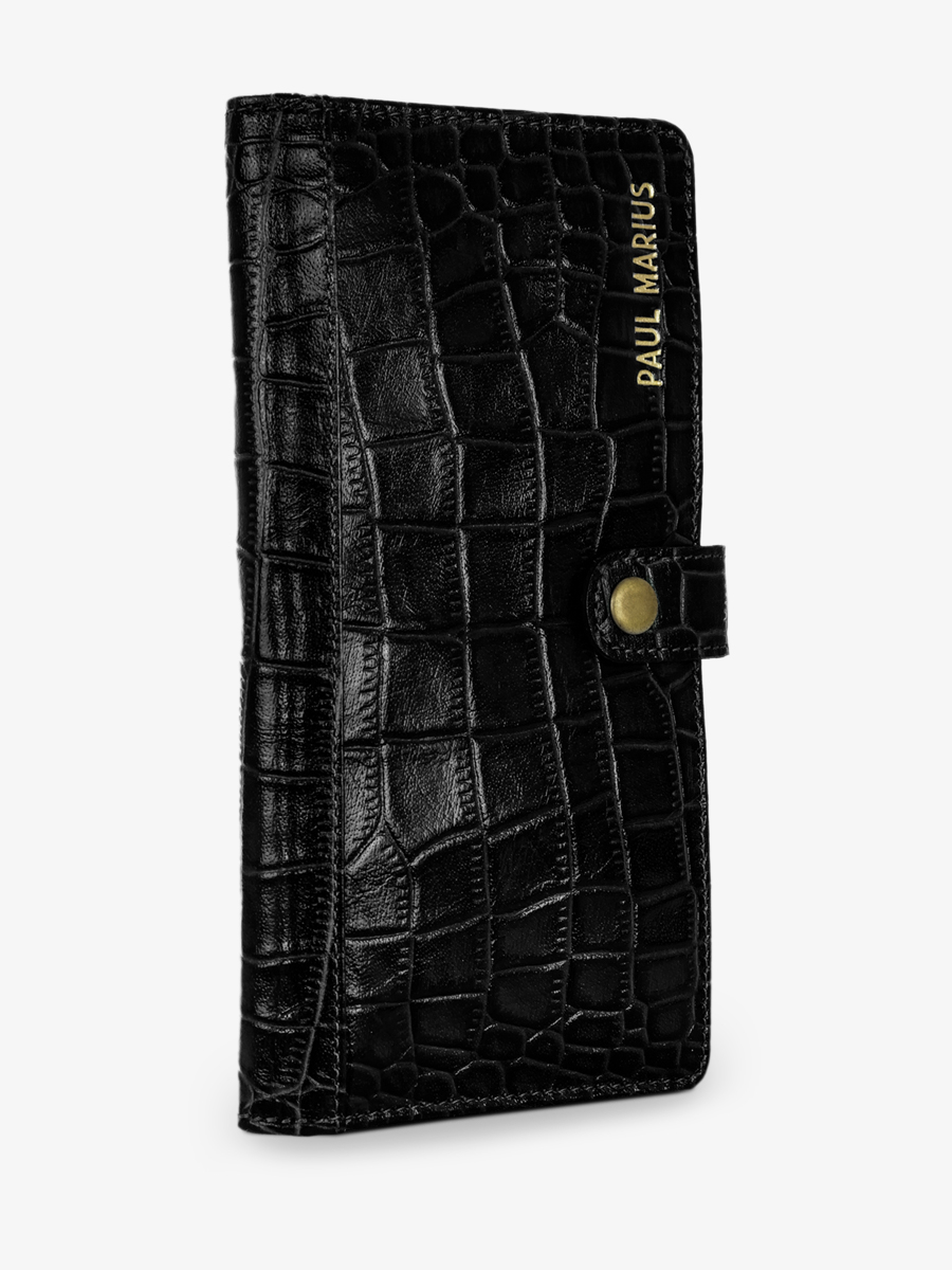 Foto-Seitenansicht-Lederbrieftasche-für-Damen-LePortefeuille-Charlotte-N2-Alligator-schwarz-Paul-Marius-M67-A-B