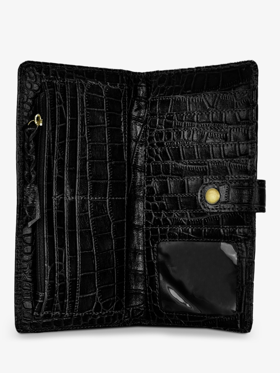 Foto-Innenansicht-Brieftasche-Leder-Damen-LePortefeuille Charlotte N2 Alligator schwarz Paul Marius M67 A B