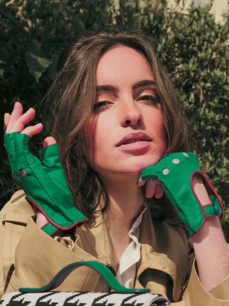 Handschuhe für Damen – Grün / Natur