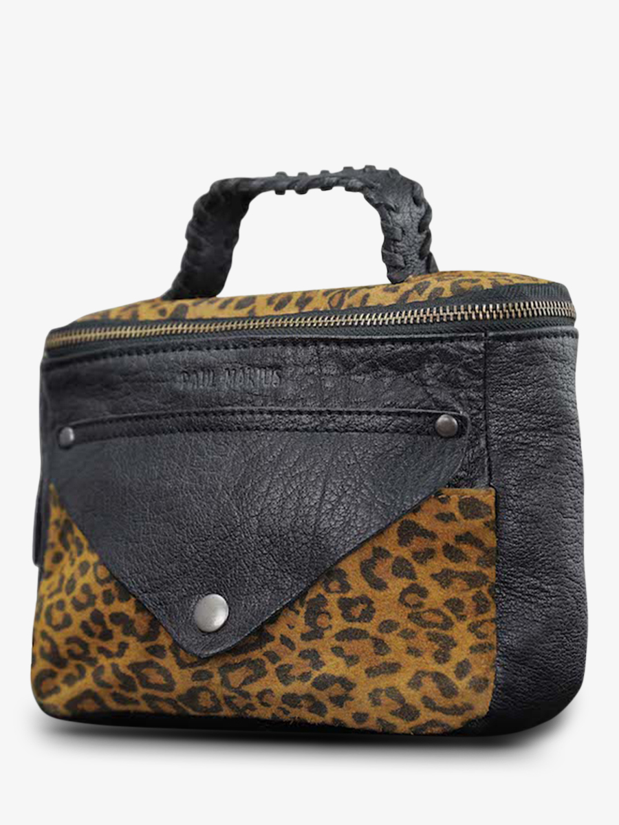 Foto-Seitenansicht-Umhängetasche-Leder-Damen-schwarz-Legavroche-Neuauflage-Leopard-schwarz-Paul-Marius-W26-LP-B