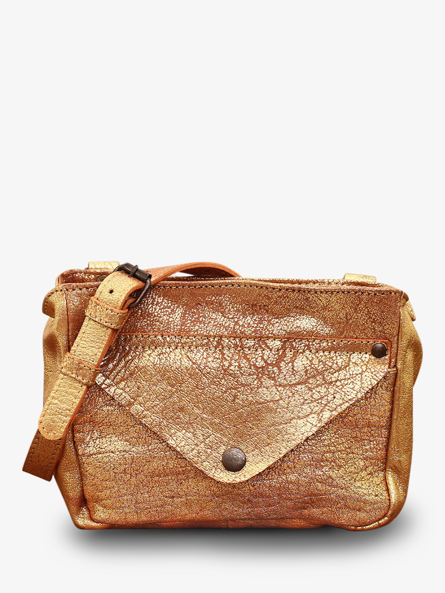 Foto-Vorderansicht-Umhängetasche-Leder-Damen-goldfarben-Legavroche-goldfarben-Paul-Marius-W06-GD