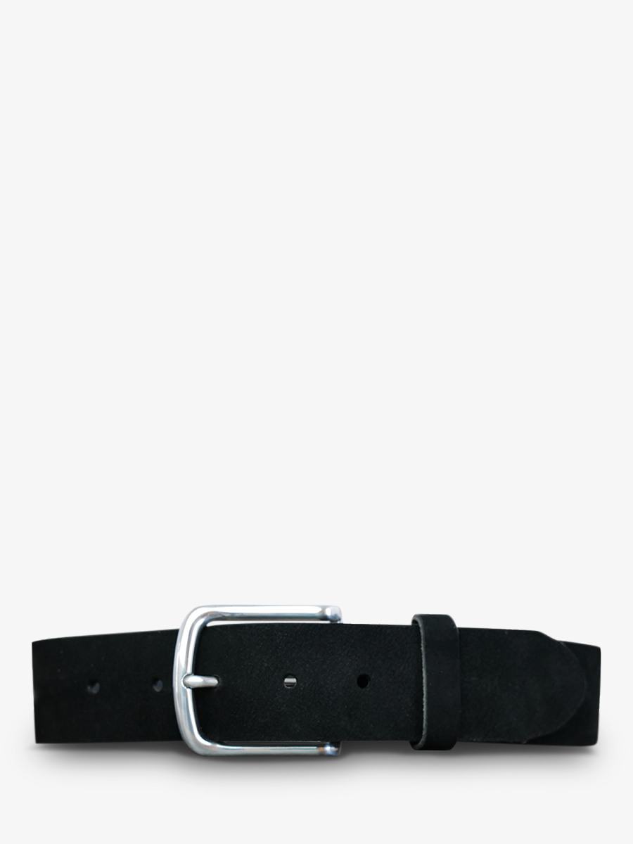 Foto-Vorderansicht-Ledergürtel-für-Herren-und-Damen-schwarz-LaCeinture Magnifique-Nubuk-40 mm-schwarz-Paul Marius-CDV 40-N-B