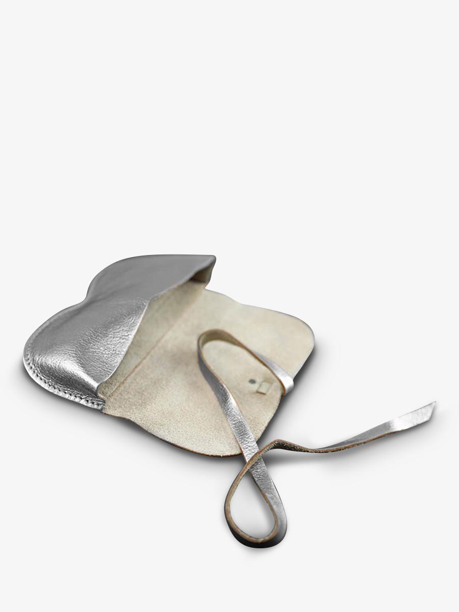 Foto-Seitenansicht-Brillenetui-aus-silbernem-Leder-das-silberne-Brillenetui-von-Paula-Marius-M49-S