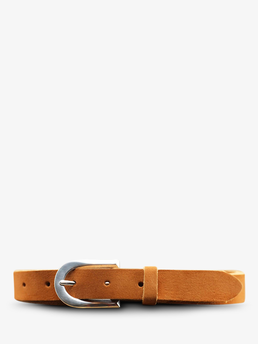 Foto-Vorderansicht-Ledergürtel-für-Herren-und-Damen-braun-LaCeinture-Magnifique-Nubuk-25 mm-natur-Paul-Marius-CDV-25-N-L