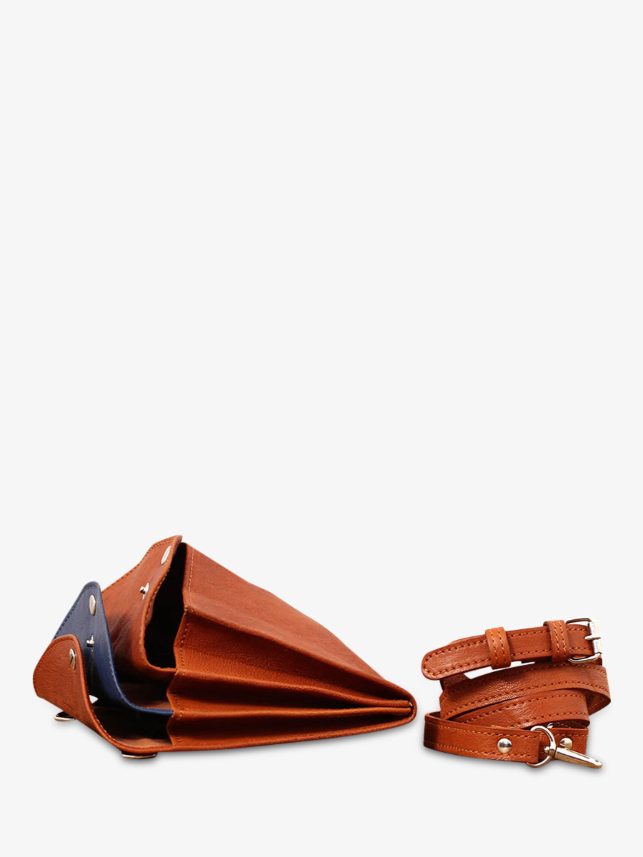 Foto-Seitenansicht-Umhängetasche-Leder-Damen-braun-blau-Laminaudiere-natur-blau-Paul-Marius-M301-B-L