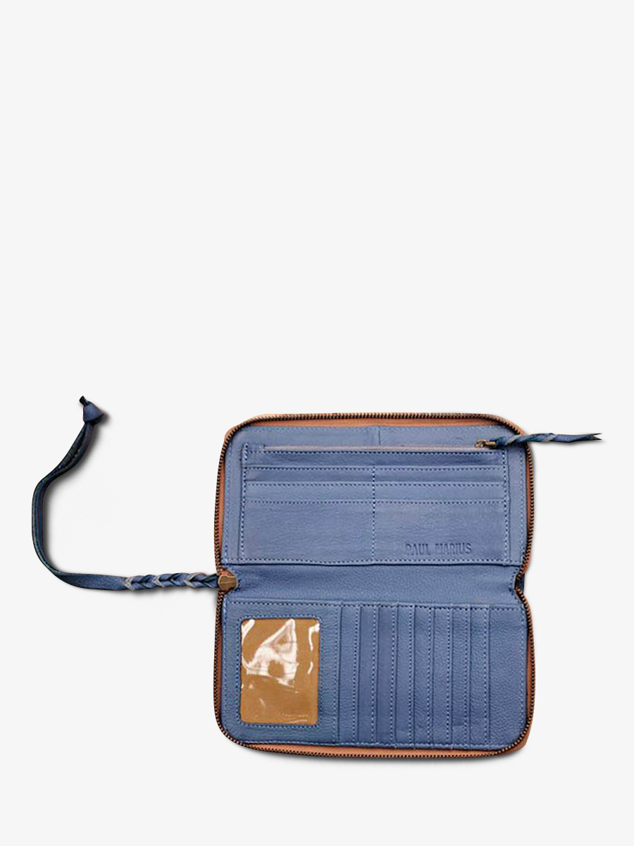 Foto-Seitenansicht-Brieftasche-Leder-Damen-blau-LePortefeuille Charlotte-Lavendelblau-Paul-Marius-M63-BL