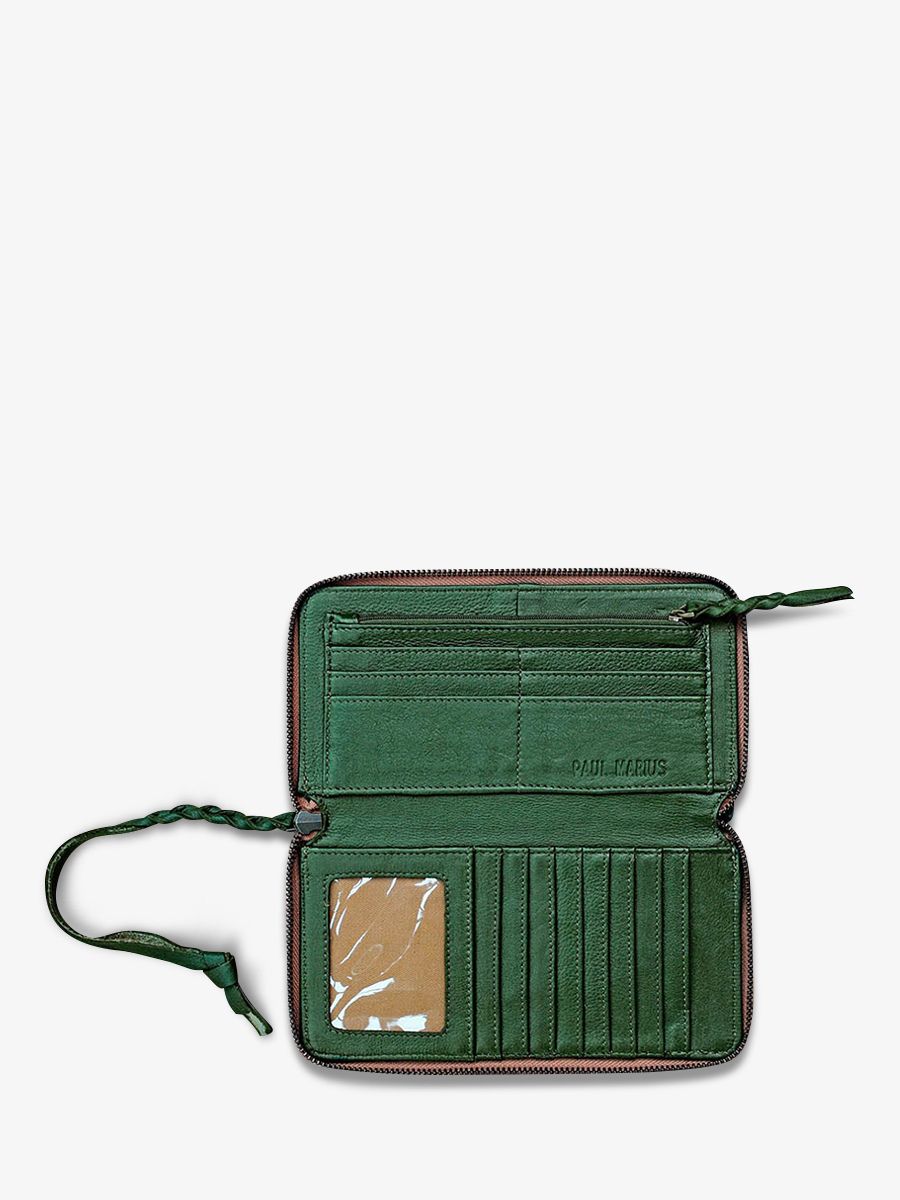 Foto-Innenansicht-Brieftasche-Leder-Damen-kaki-LePortefeuille-Charlotte-kaki-Paul-Marius-M63-K