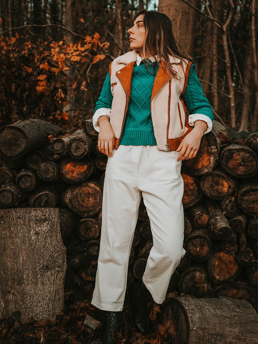 Foto getragen Perfecto Leder Damen braun Le Perfecto ohne Ärmel natur Paul Marius WPJ-SM-SH-W-L-S36