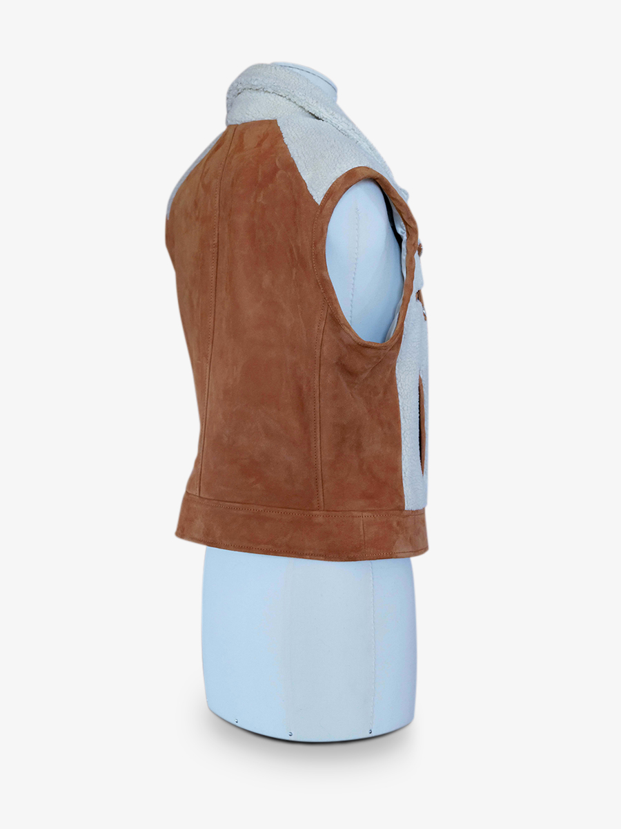 Foto-Rückansicht-Perfecto-Lederjacke-für-Damen-braun-LePerfecto-ohne-Ärmel-naturfarben-Paul-Marius-WPJ-SM-SH-W-L-S36