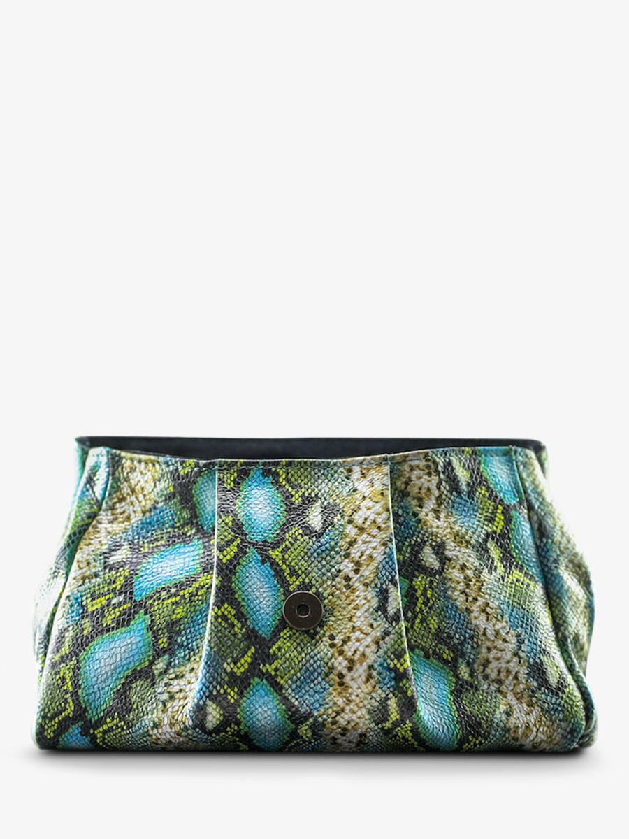 Foto-Material-Umhängetasche-Leder-Paul Marius-blau-grün-Suzon M-Python-Achat-Paul Marius-W25M-P-AQ