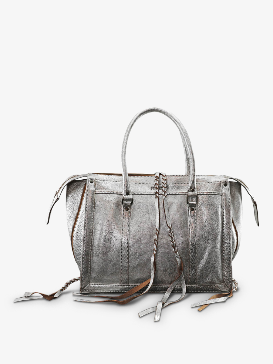 Foto-Vorderansicht-Handtasche-Leder-Damen-silber-LeRive Droite-M-Bernstein-silber-Paul Marius-W19M-BS