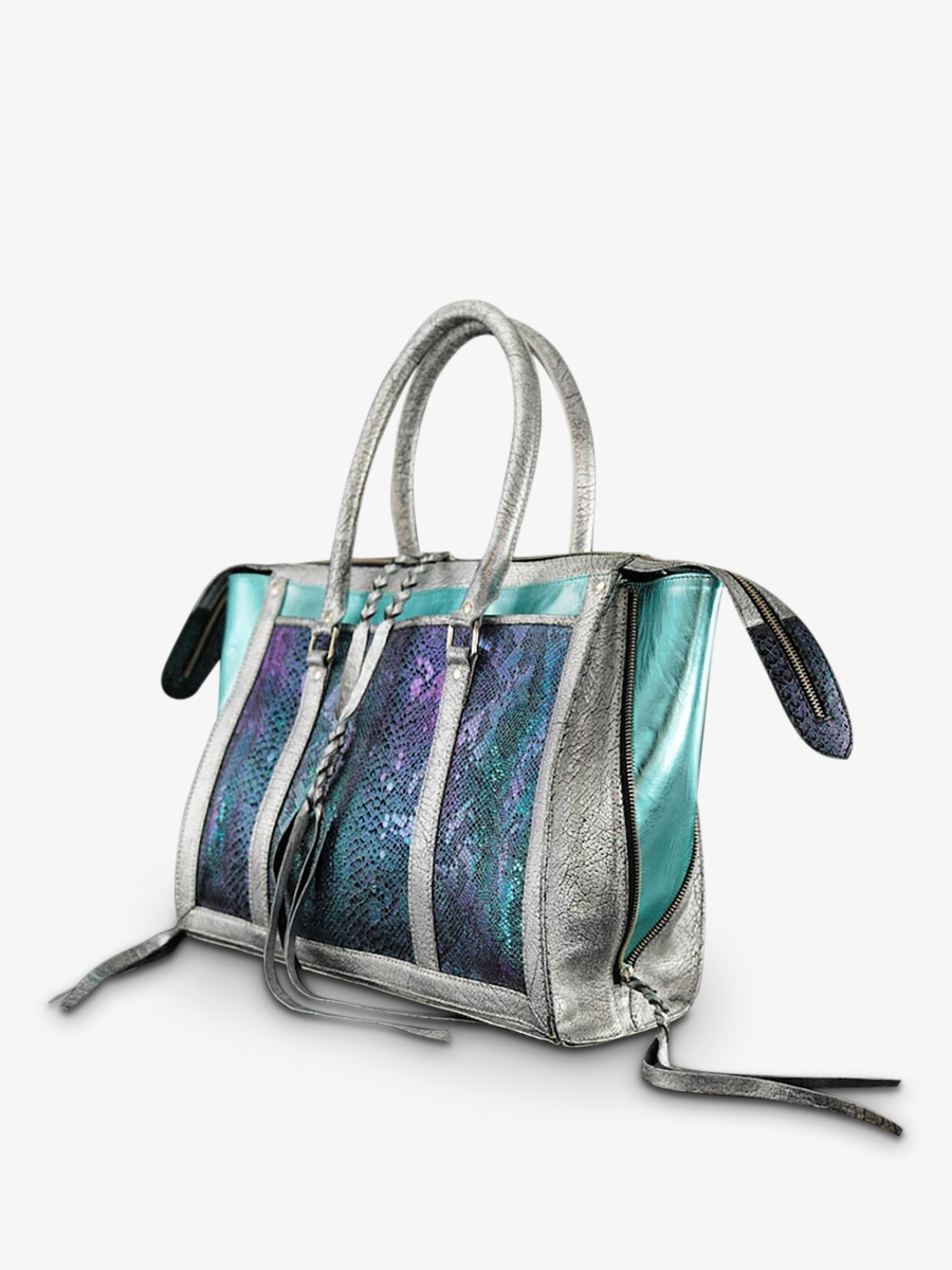 Foto-Seitenansicht-Handtasche-Leder-Damen-blau-weiß-LeRive-Droite-M-Chimere-Polar-Paul-Marius-W19M-CH-S-BLU