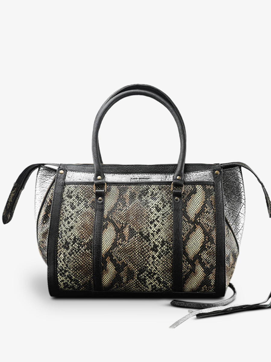 foto-frontansicht-handtasche-leder-dame-silber-schwarz-lerive-droite-m-python-silber-schwarz-paul-marius-w19m-p-s-b