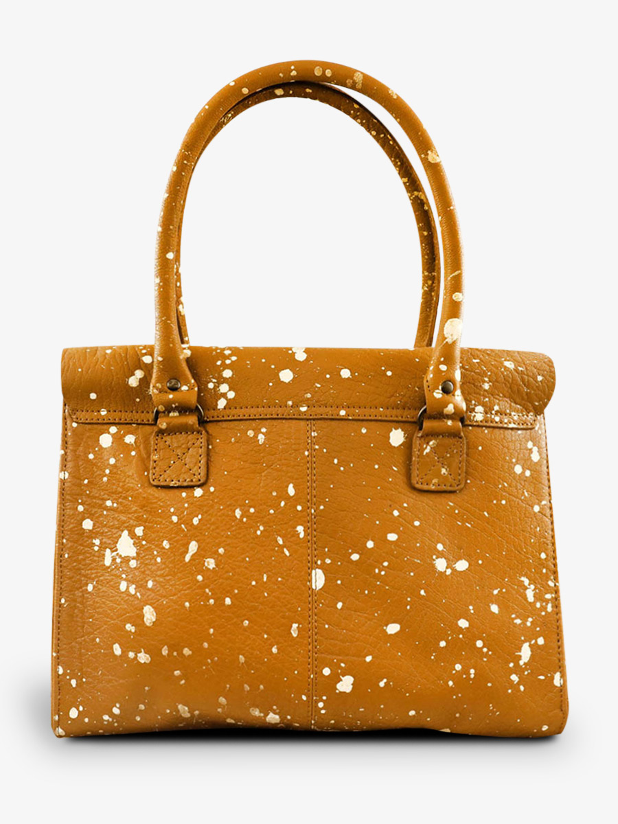 Foto-Seitenansicht-Umhängetasche-Leder-Damen-gelb-LeRive Gauche-Künstler-M-Safran-Paul Marius-W01M-A-Y