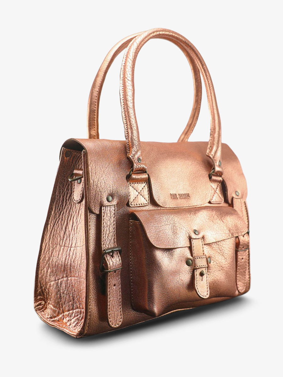 Foto-Seitenansicht-Umhängetasche-Leder-Damen-rosa-golden-LeRive Gauche-M-Gold-rosa-Paul Marius-W01M-G-PI