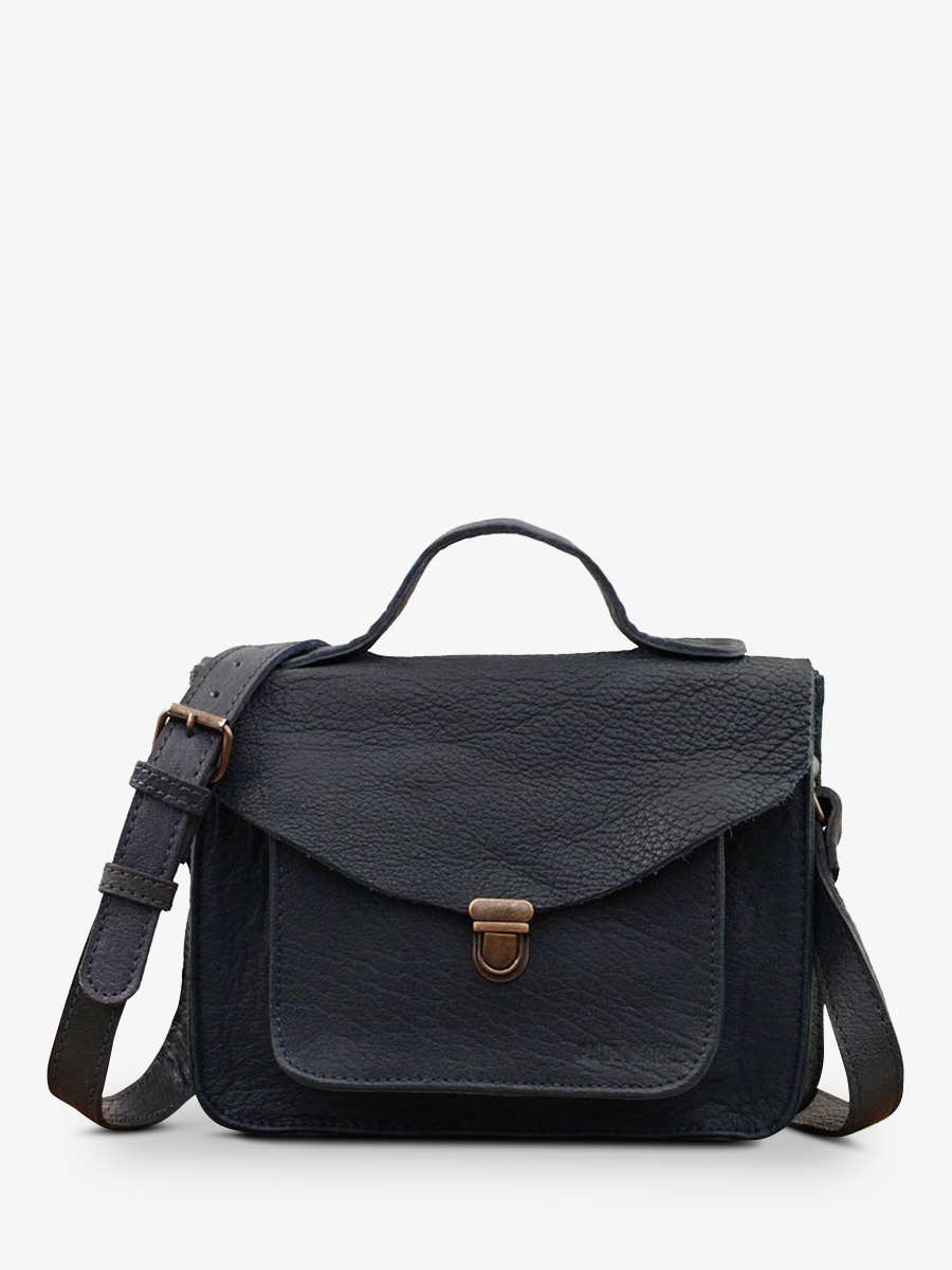 Foto-Vorderansicht-Umhängetasche-Leder-Damen-blau-Mademoiselle George-Tintenblau-Paul Marius-W05 DB