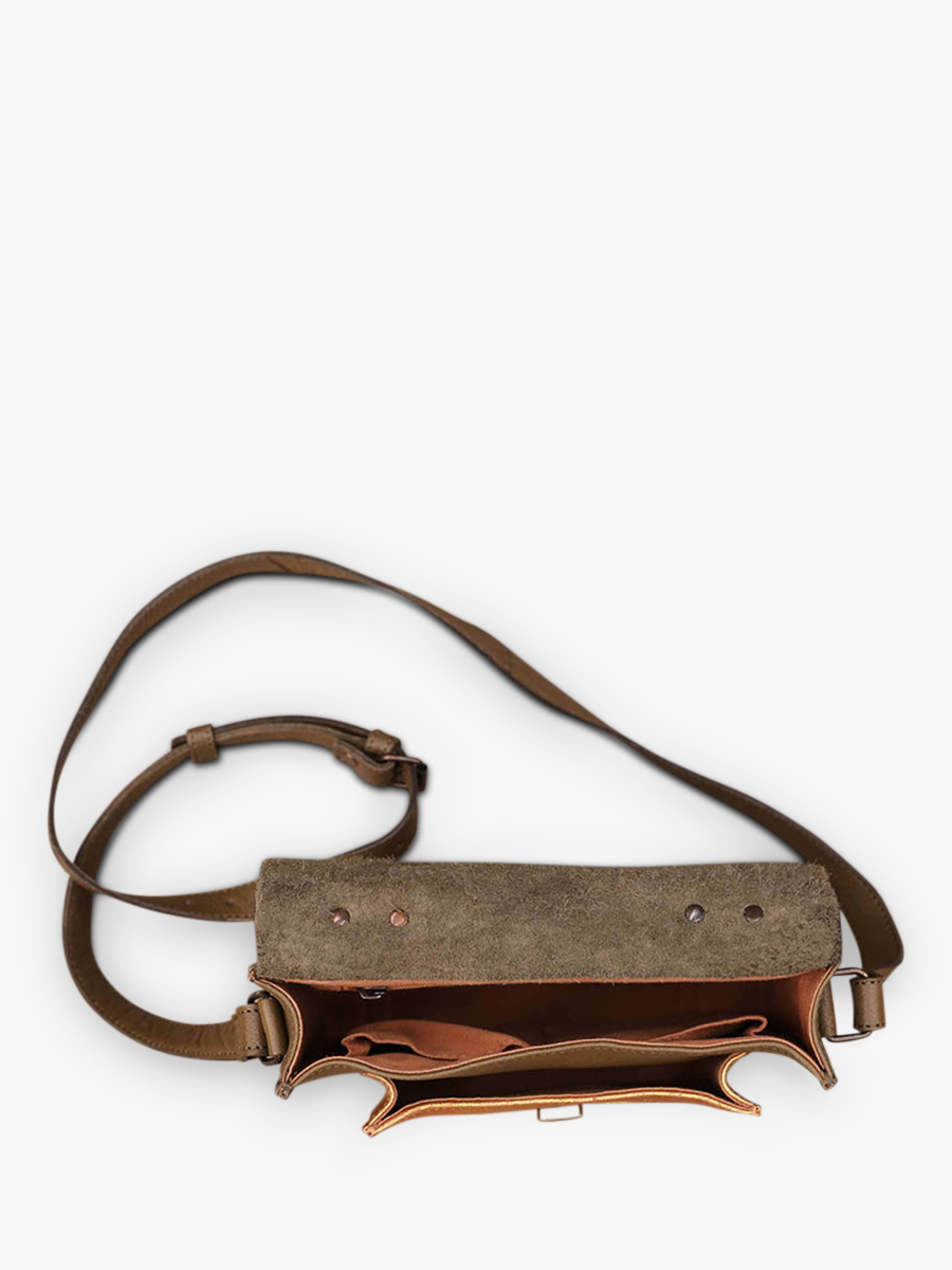 Foto-Rückansicht-Umhängetasche-Leder-Damen-kaki-grün-Mademoiselle-George-kaki-gold-Paul-Marius-W05-K-G