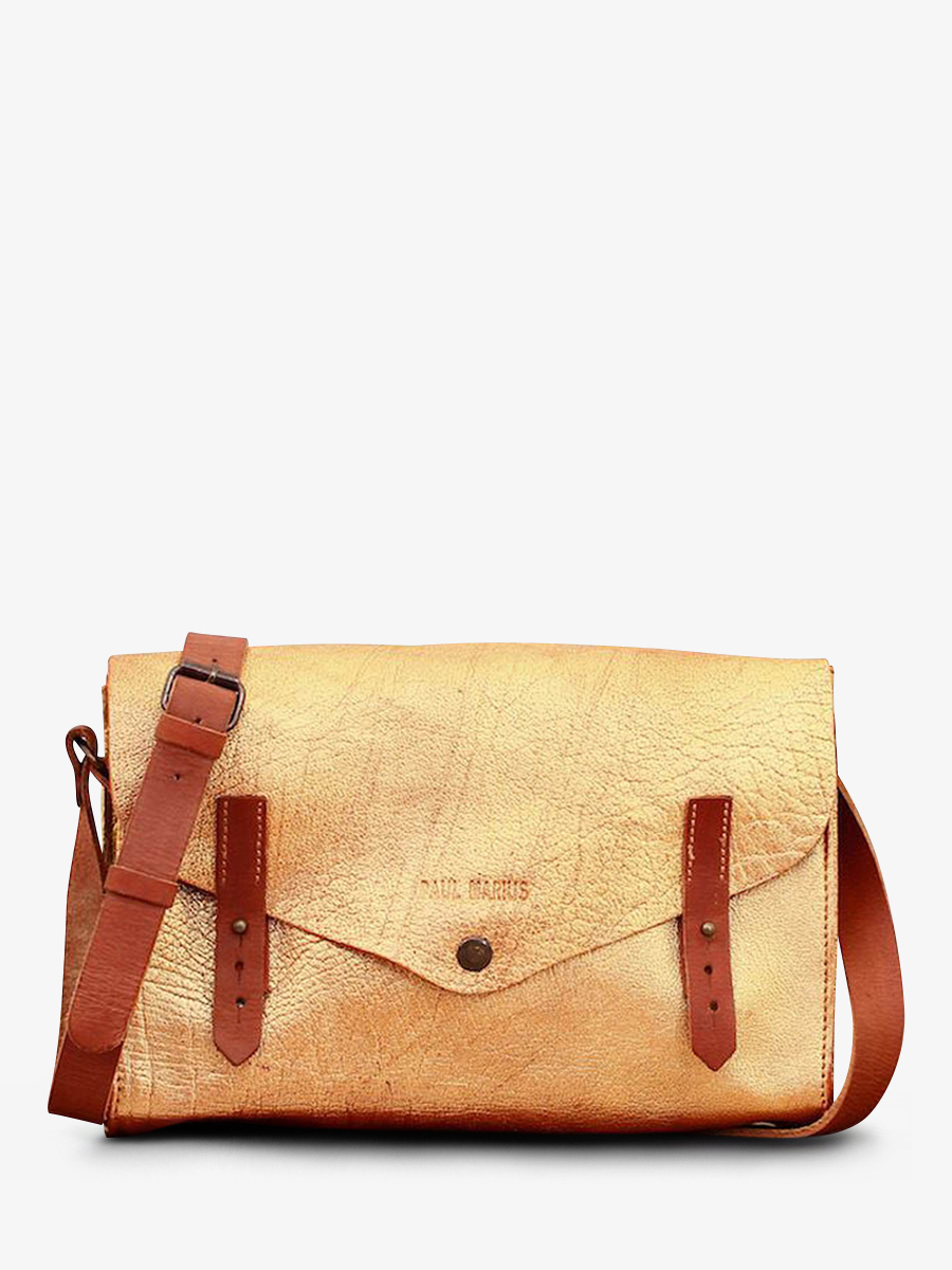 Foto-Vorderansicht-Umhängetasche-Leder-Damen-goldfarben-lindispensable-dore-paul-marius-w08-gd