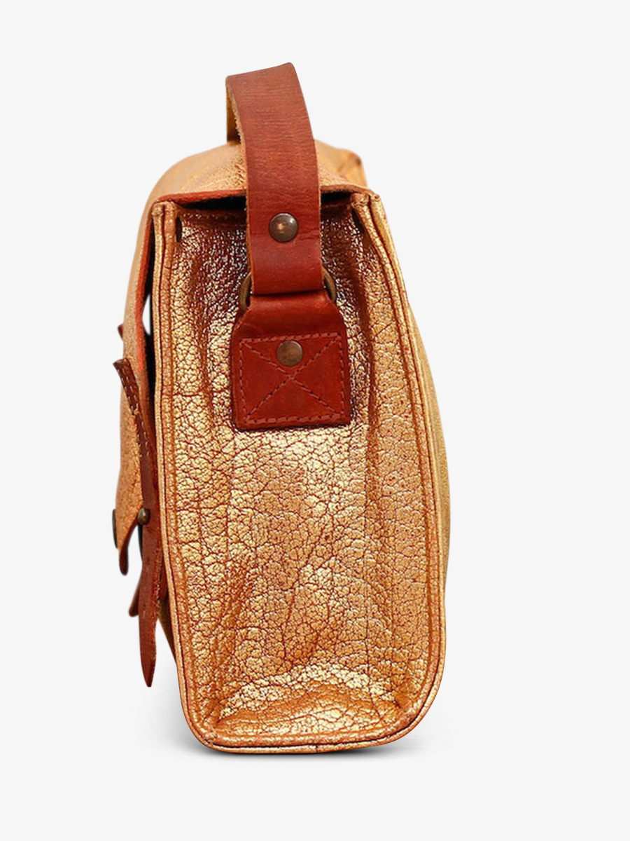 Foto-Seitenansicht-Umhängetasche-Leder-Damen-goldfarben-lindispensable-dore-paul-marius-w08-gd