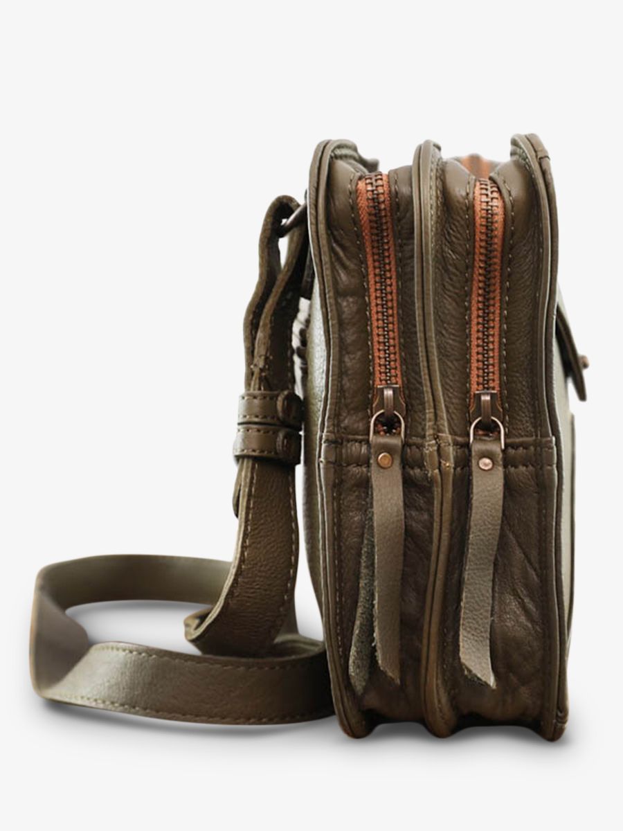 Foto-Seitenansicht-Umhängetasche-Leder-Damen-kaki-legraphique-kaki-paul-marius-w17-k