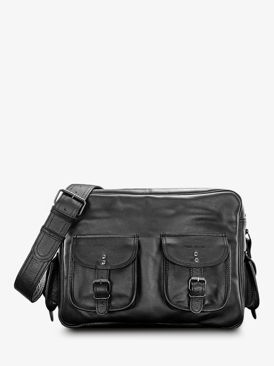 Foto-Vorderansicht-Tasche-48h-Leder-Herren-schwarz-LeMultipoches-schwarz-Paul-Marius-M14-B