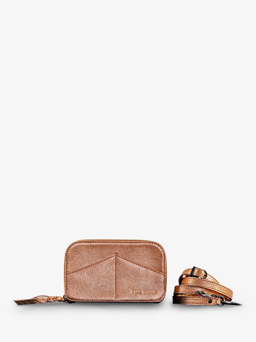 Foto-Vorderansicht-Gürteltasche-Leder-Damen-rosa-gold-Paula-Goldrosa-Paul-Marius-M66-G-PI