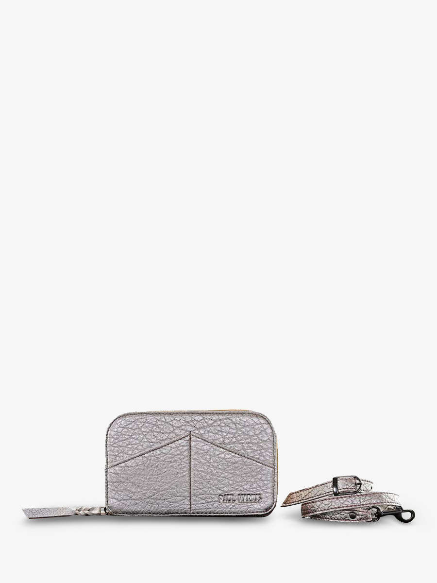 Foto-Vorderansicht-Gürteltasche-Leder-Damen-silber-Paula-Amber-silber-Paul-Marius-M66-BS
