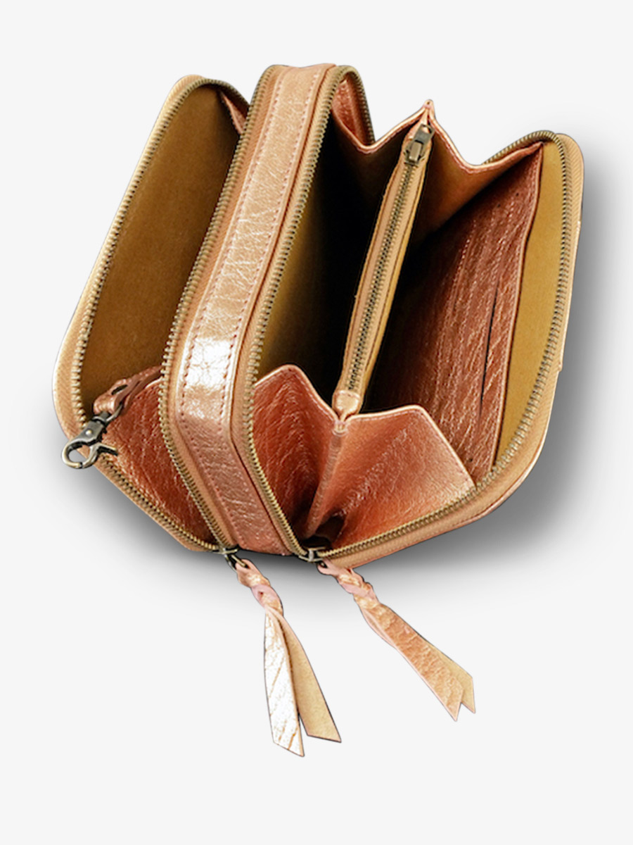 Foto-Innenansicht-Gürteltasche-Leder-Damen-rosa-gold-Paula-Goldrosa-Paul-Marius-M66-G-PI