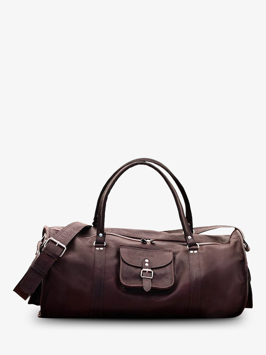 Foto-Vorderansicht-Reisetasche-aus-schwarzem-Leder-LeVoyageur-XL-Indus-Paul-Marius-M08S60-D