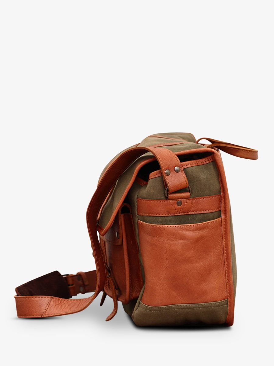 Foto-Seitenansicht-Fototasche-Fotografie-Leder-grün-LeReporter-Stoff-grün-khaki-Paul-Marius-M54-GC