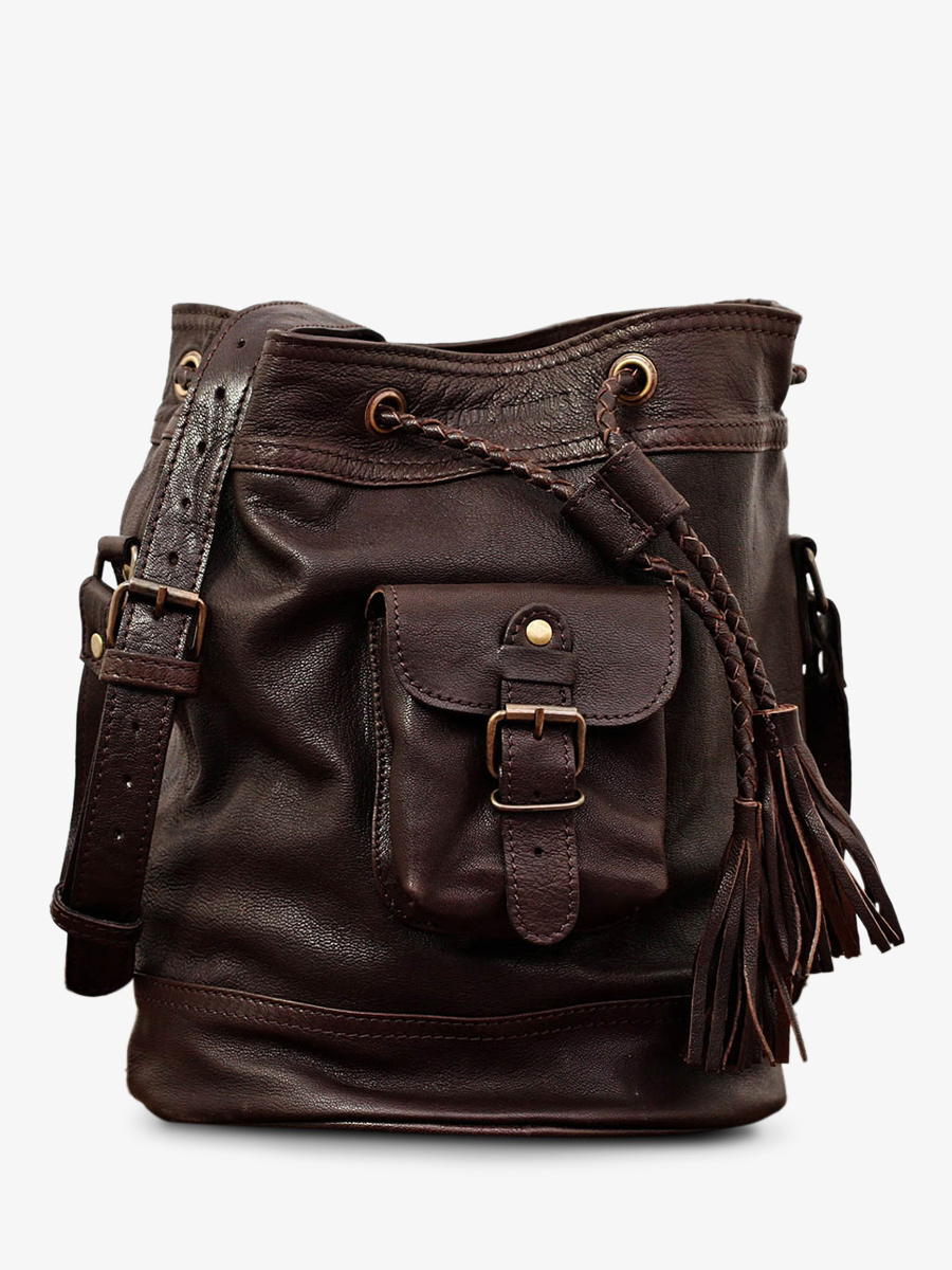 Foto-Vorderansicht-Eimer-Tasche-Leder-Damen-schwarz-LeFlâneur-Indus-Paul-Marius-M303-D