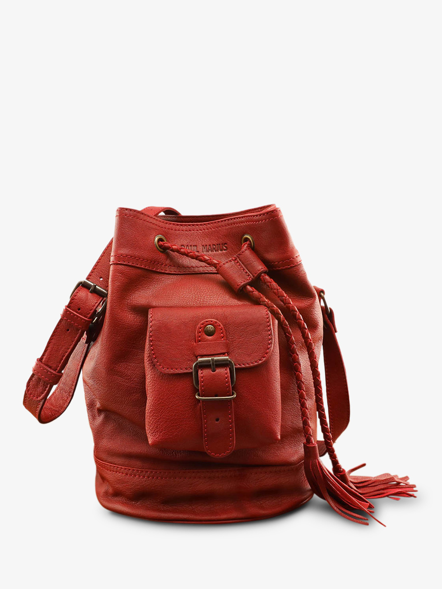 Foto-Vorderansicht-Beuteltasche-Leder-Damen-rot-LeFlâneur-rot-Öl-Paul-Marius-M303-OR