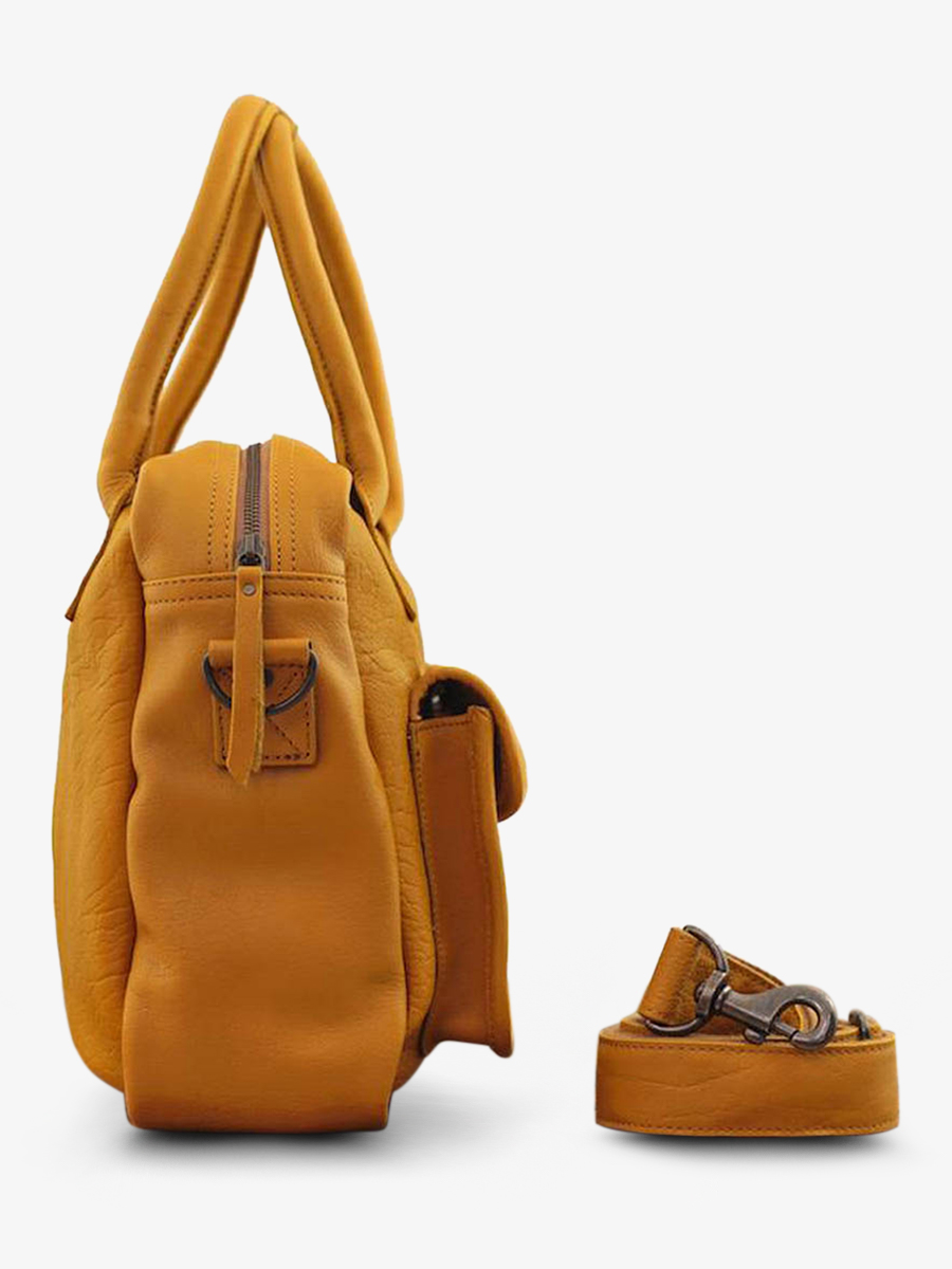 Foto-Seitenansicht-Dokumententasche-Leder-Damen-gelb-LeDandy-Safran-Paul-Marius-W04-Y